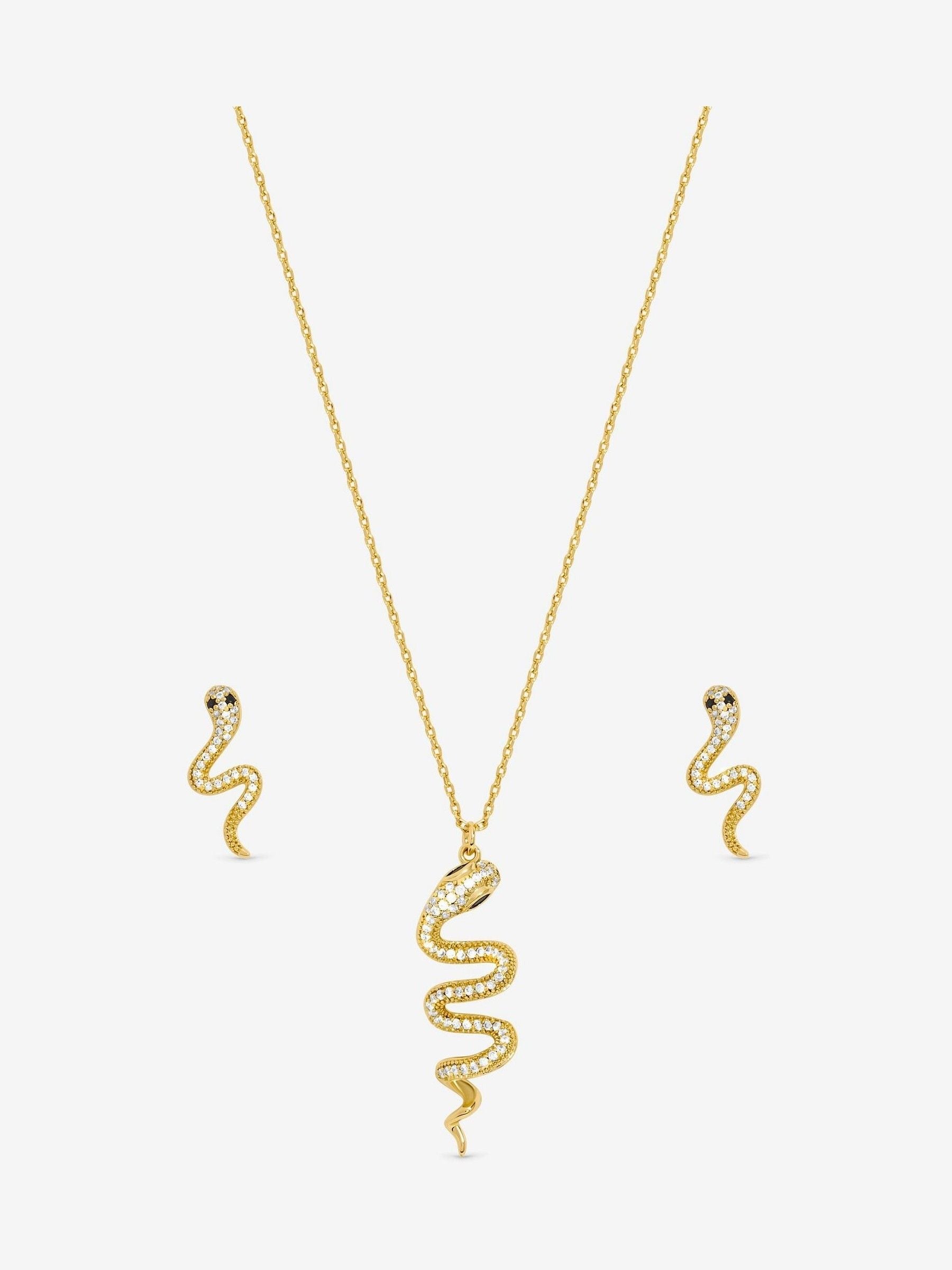 Inicio gold cubic zirconia snake jewelry set, UK version