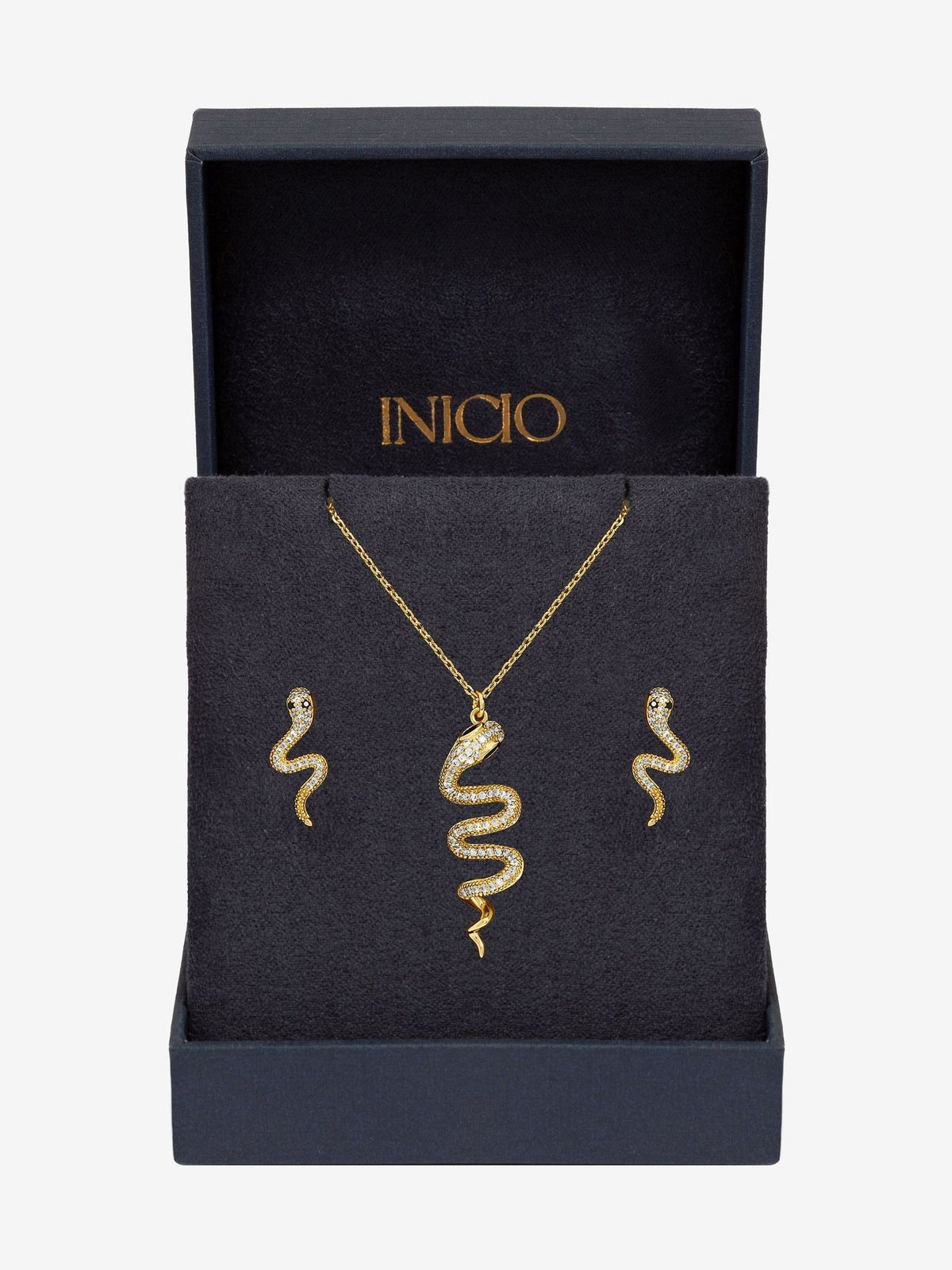 Inicio gold cubic zirconia snake jewelry set, UK version