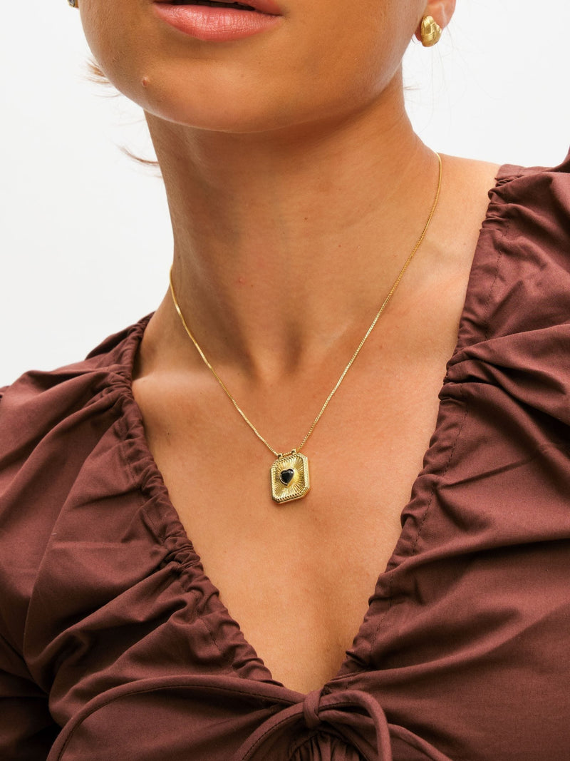 Inicio gold plated heart charm necklace 20in, UK version