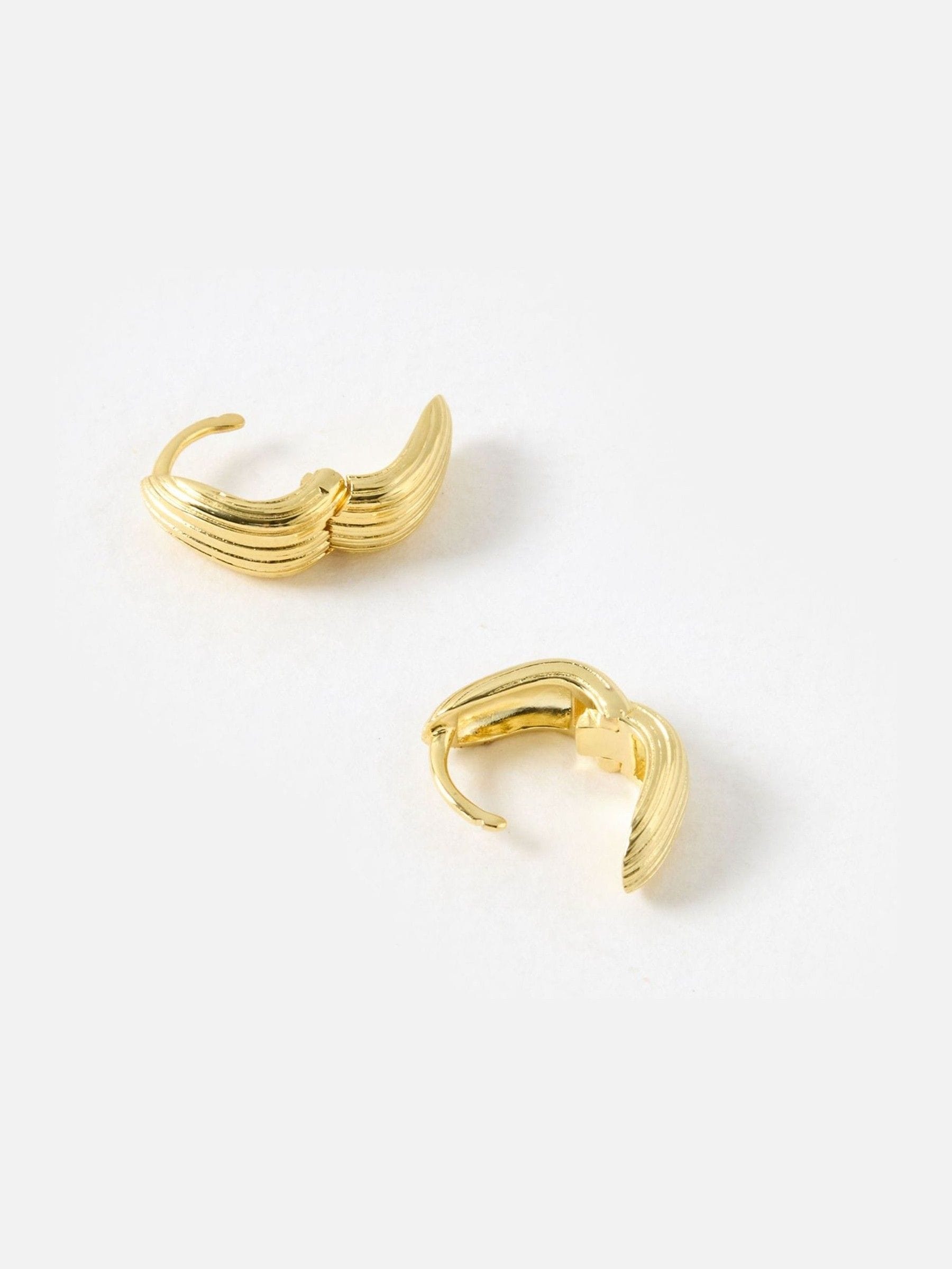 Oliver Bonas Ciara gold plated textured huggie earrings, imported from the UK