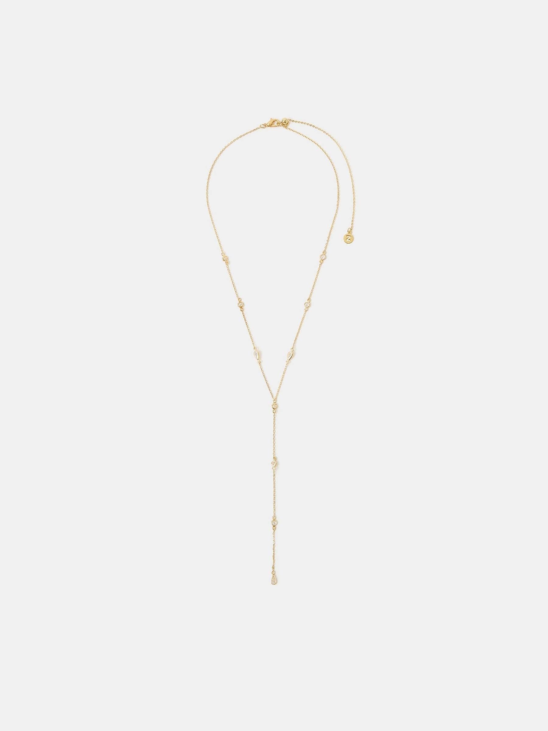Accessorize Gold Tone 14ct Plated Diamanté Necklace - British product