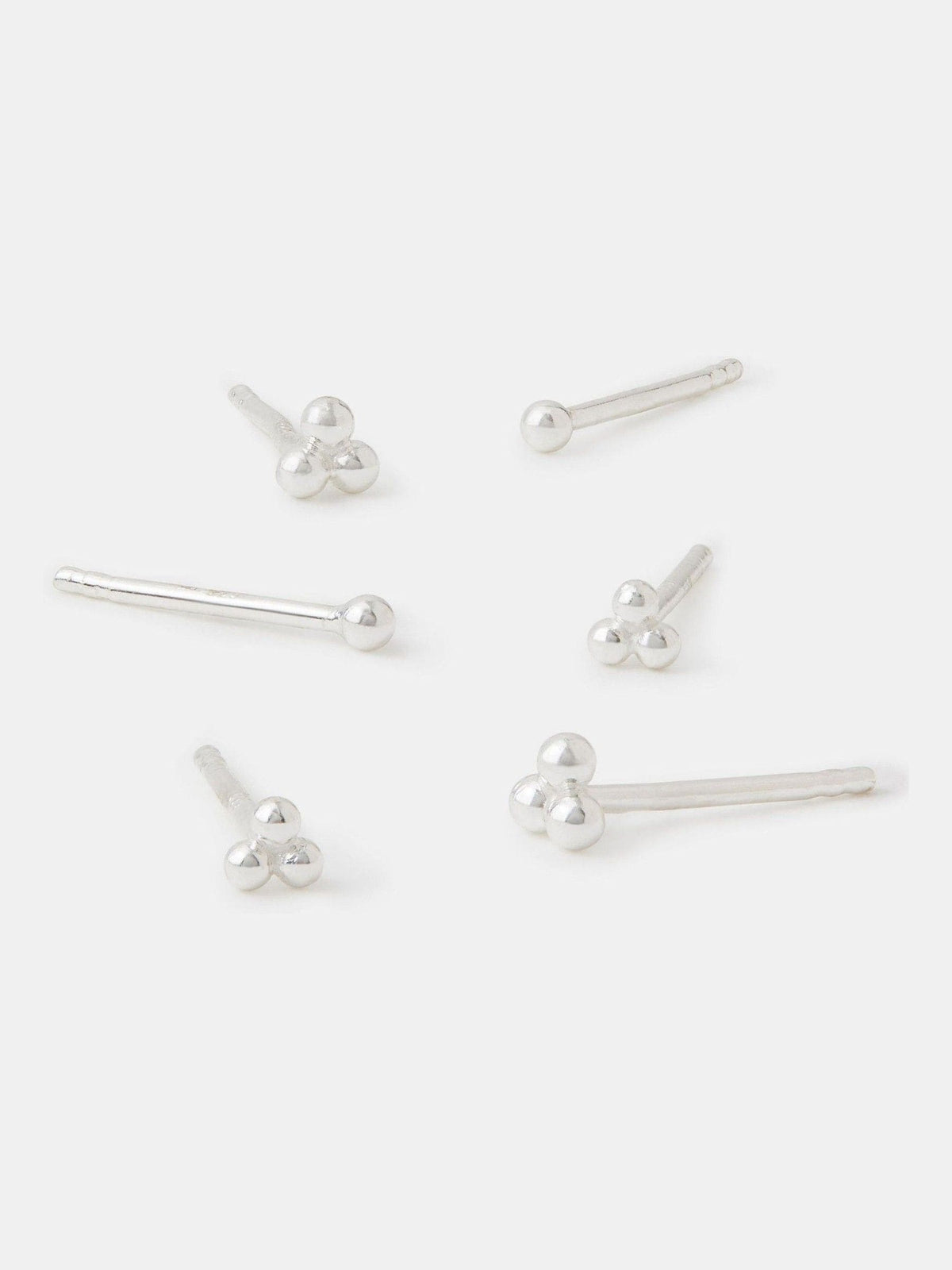 Accessorize 925 Sterling Silver 3-Pack Ball Stud Earrings