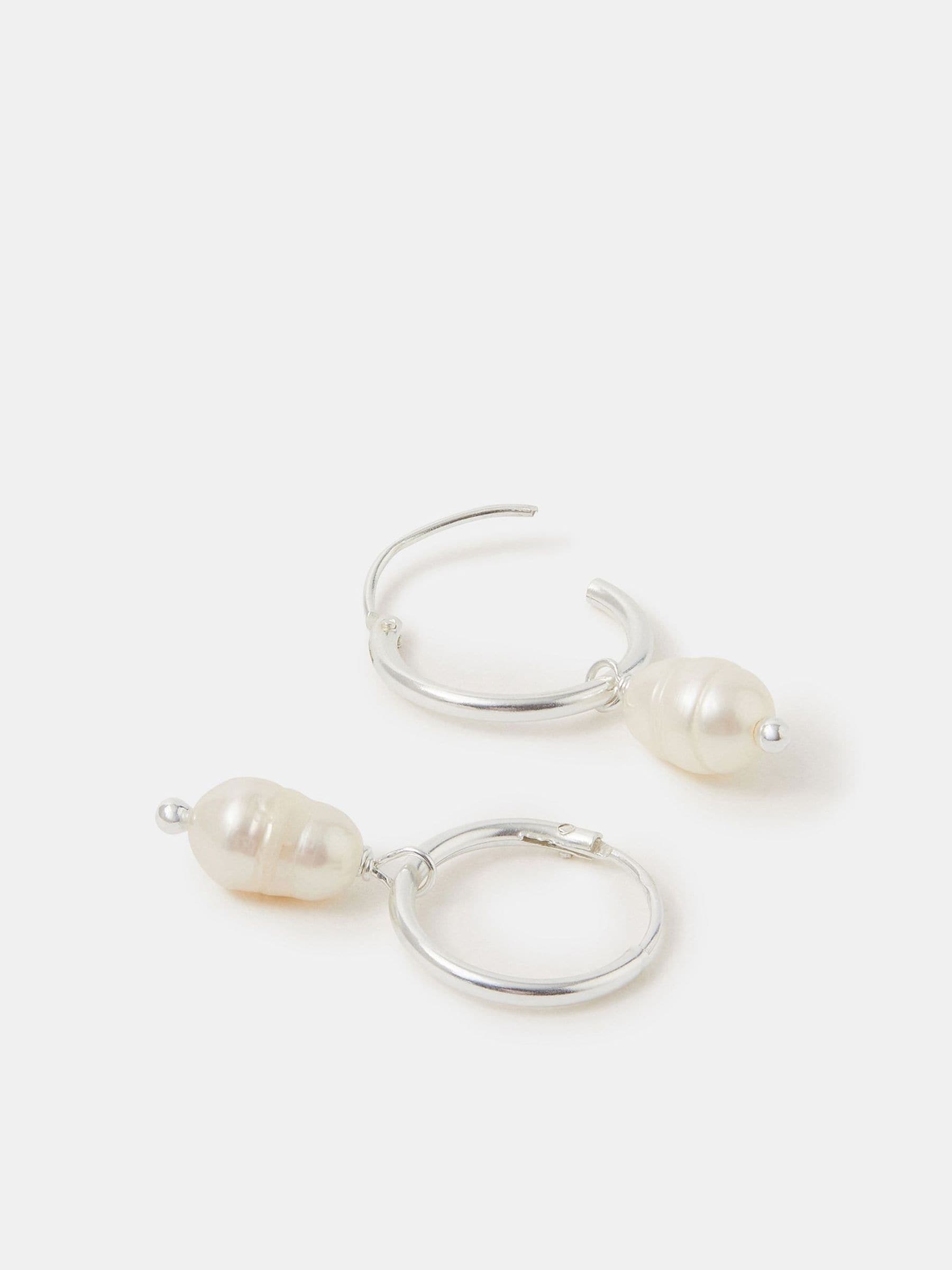 Accessorize sterling silver pearl hoop earrings - British product