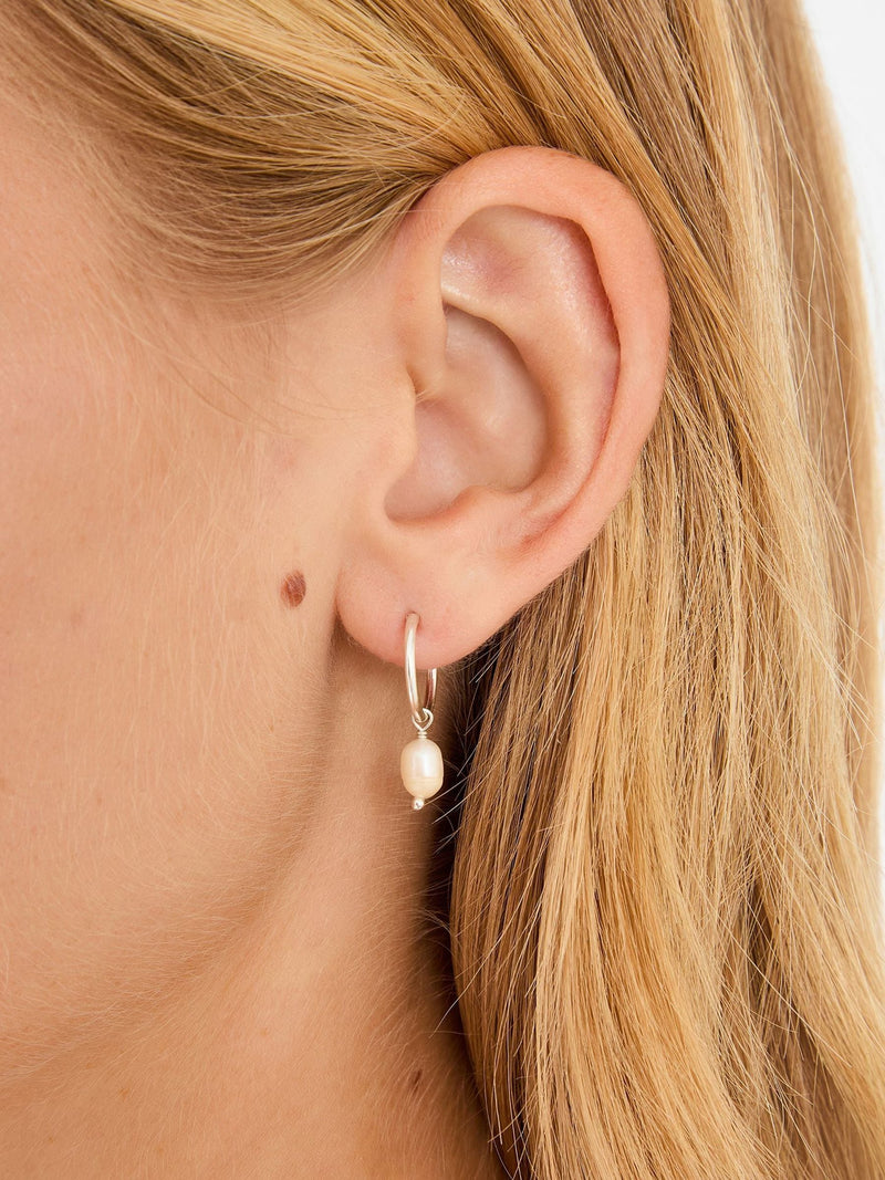 Accessorize sterling silver pearl hoop earrings - British product