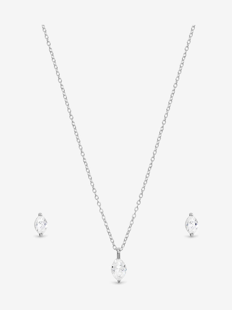 Simply Silver 925 Sterling Silver Cubic Zirconia Marquise Set