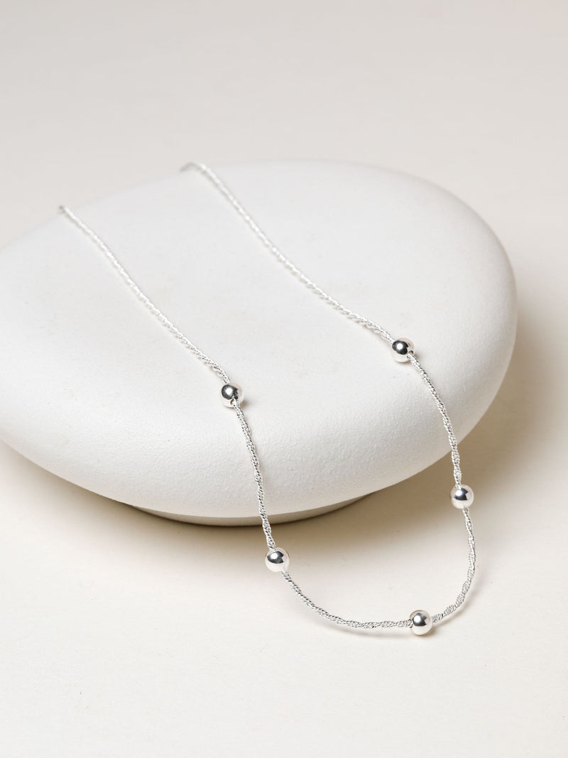 Simply Silver Polished Station Allway Necklace 460mm (British brand)