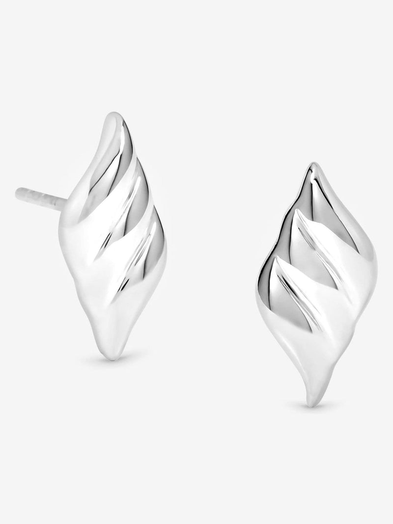 Simply Silver polished triple wave stud earrings 7mm x 17mm (British brand)