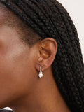 Sterling Silver Cubic Zirconia Heart Bezel Hoop Earrings