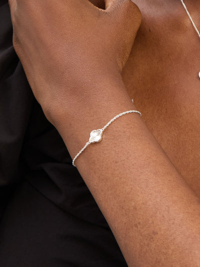 Bracelet trèfle découpé au diamant poli Argent sterling 925 Simply Silver