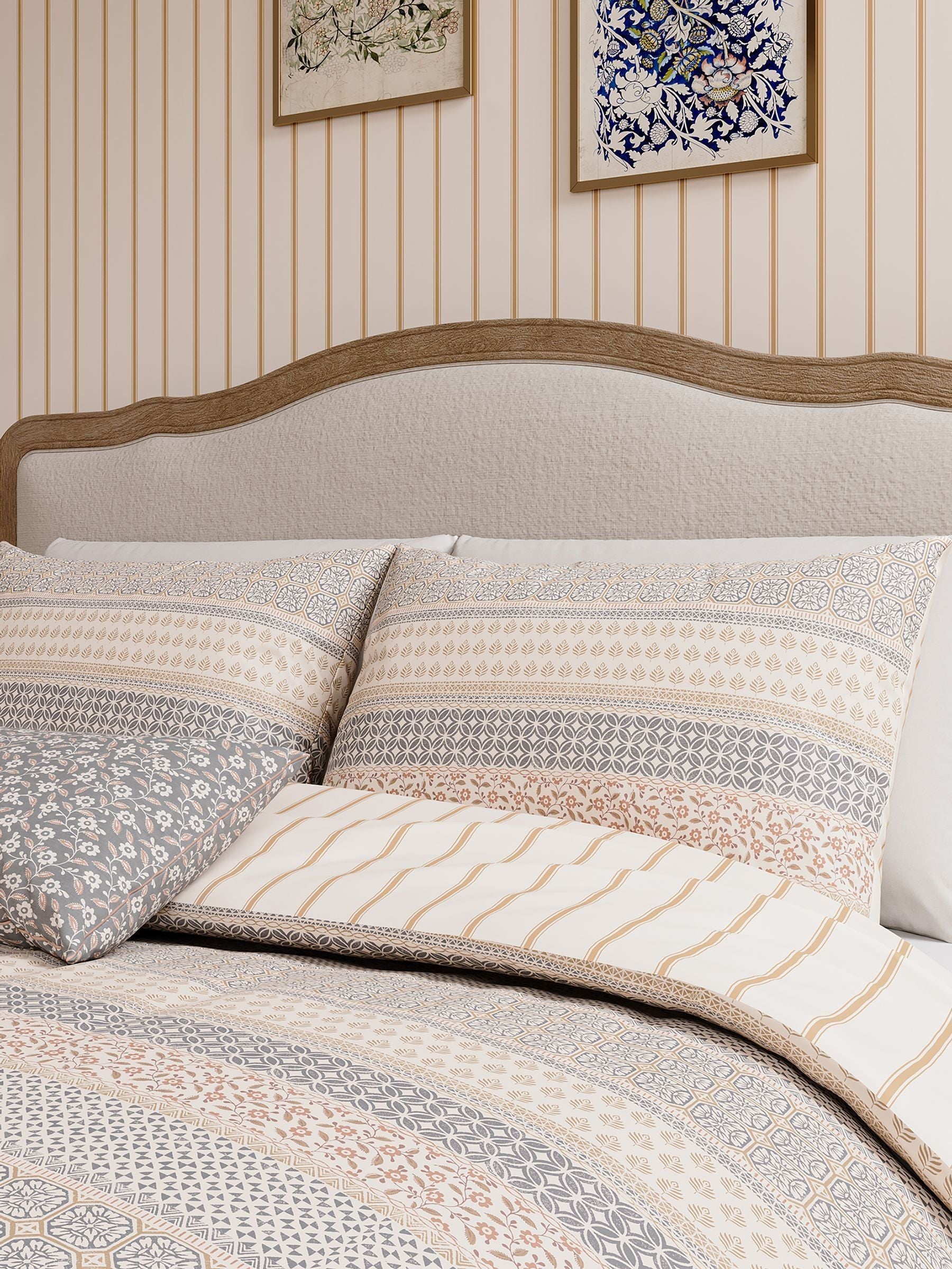 Helena Springfield Graphite Copper Folk Stripe duvet set, UK version