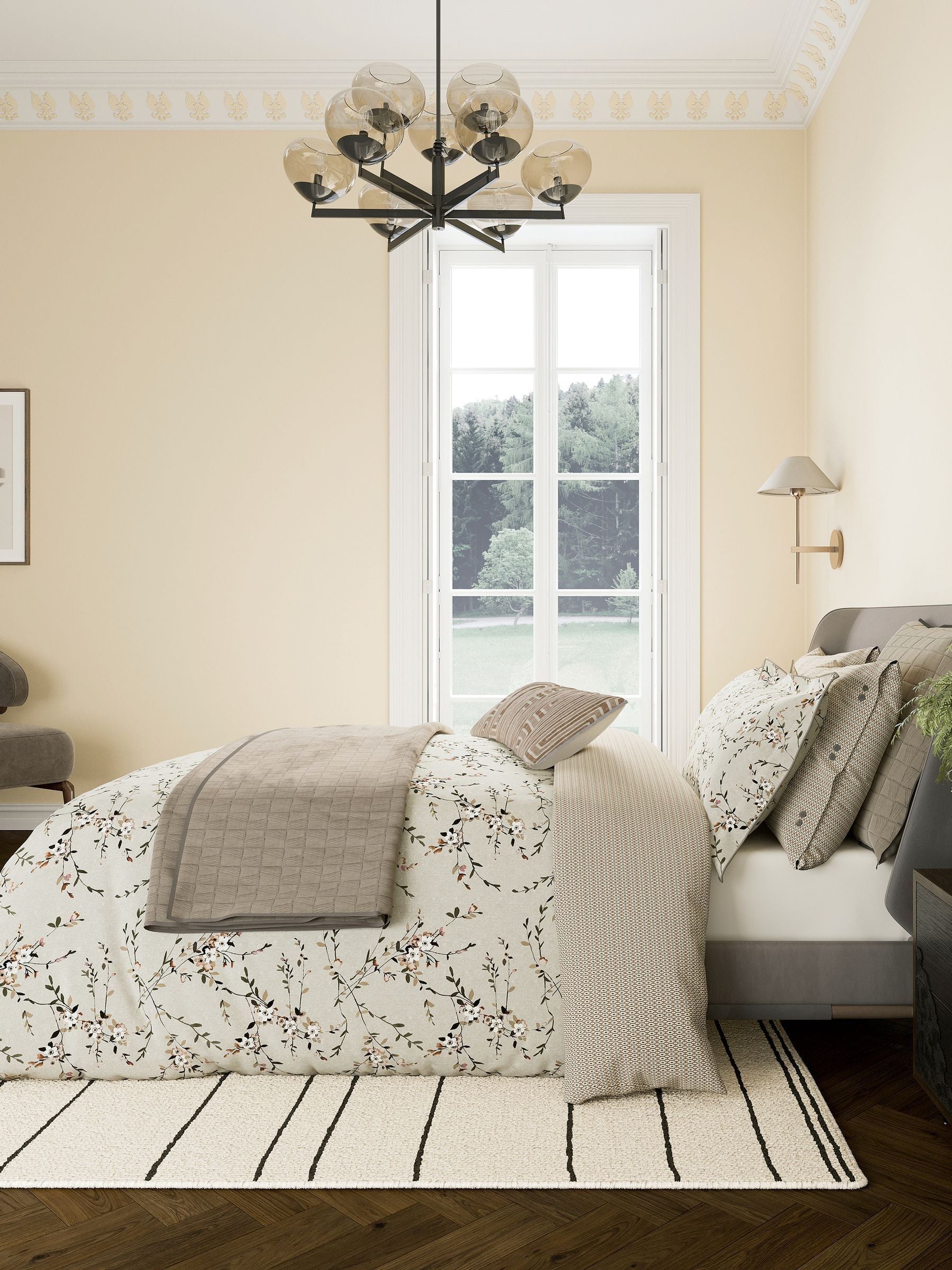 Bedeck of Belfast warm grey floral duvet set - British product