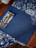 Bedeck of Belfast Midnight Navy Saja Stripe cotton placemats pair - British product