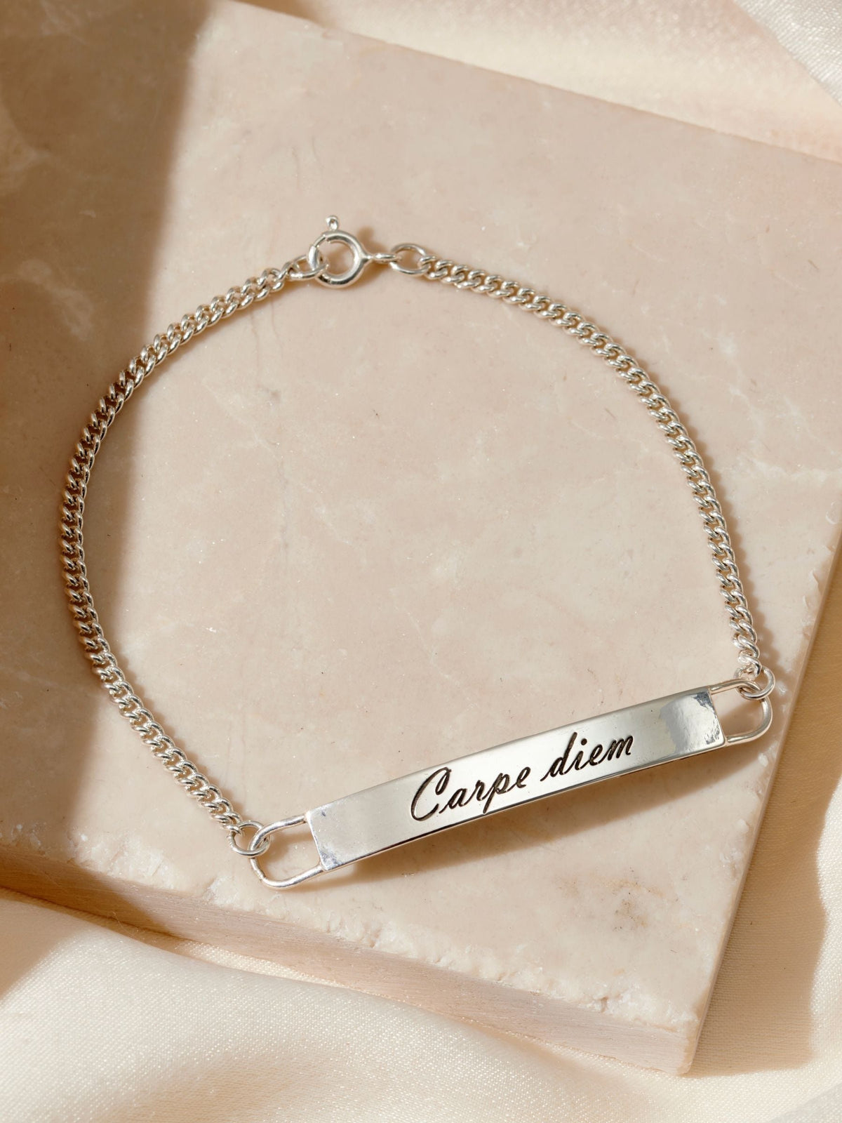 Posh Totty Designs silver tone message ID bracelet 18cm, imported from the UK