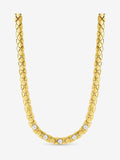 Gold Plated Crystal Flat Chain Necklace with Link Clasp, 432mm Length