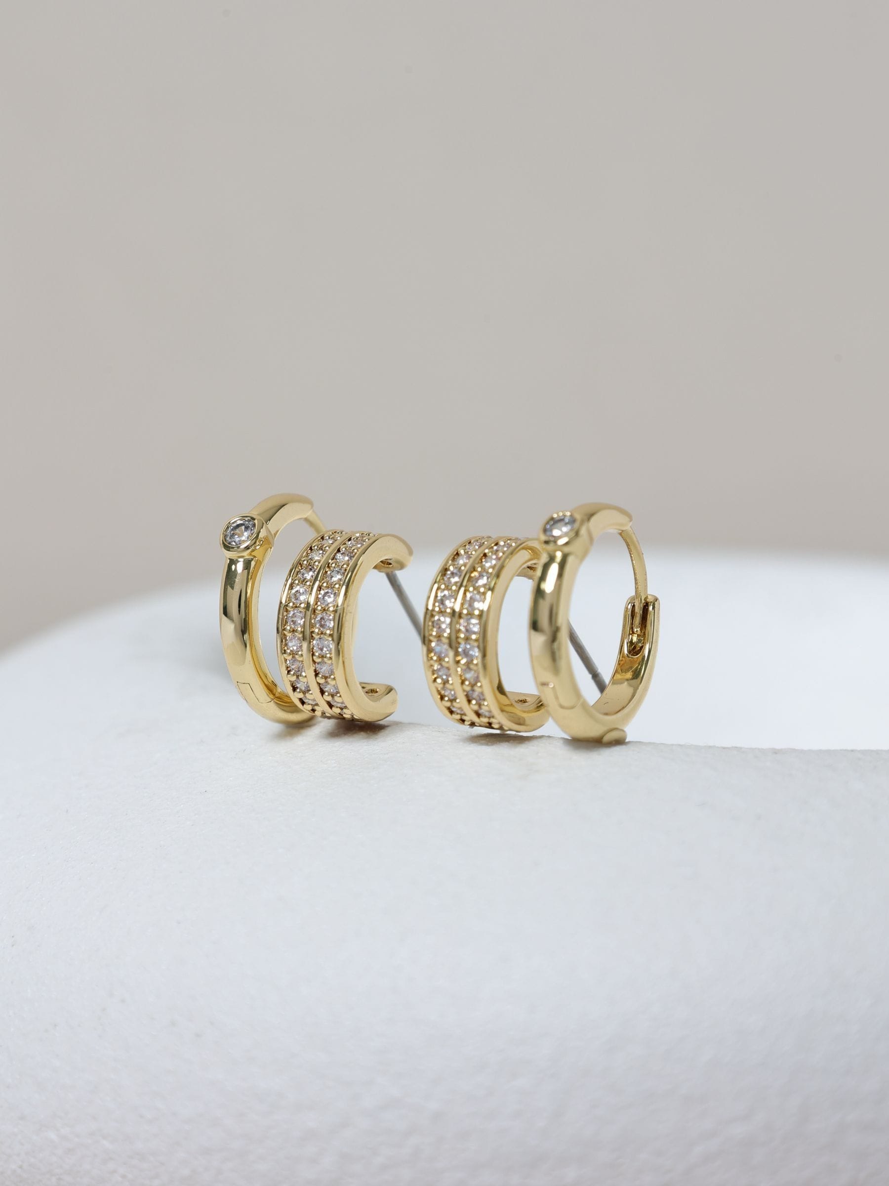 Jon Richard 14K gold pave hoops 10mm x 22mm, UK version