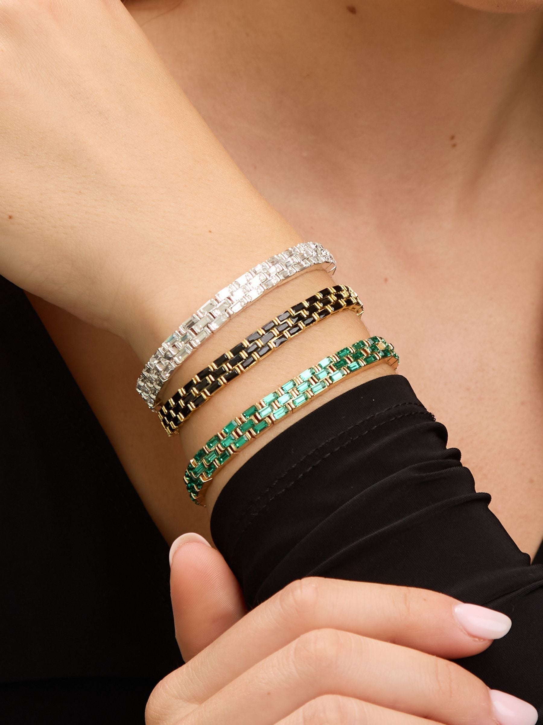 Jon Richard silver plated and crystal chain stretch bracelet 172.8mm, UK version
