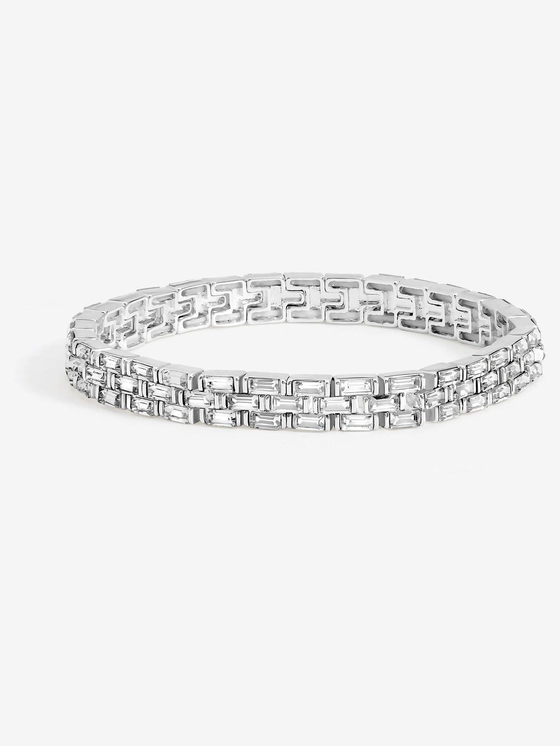 Jon Richard silver plated and crystal chain stretch bracelet 172.8mm, UK version