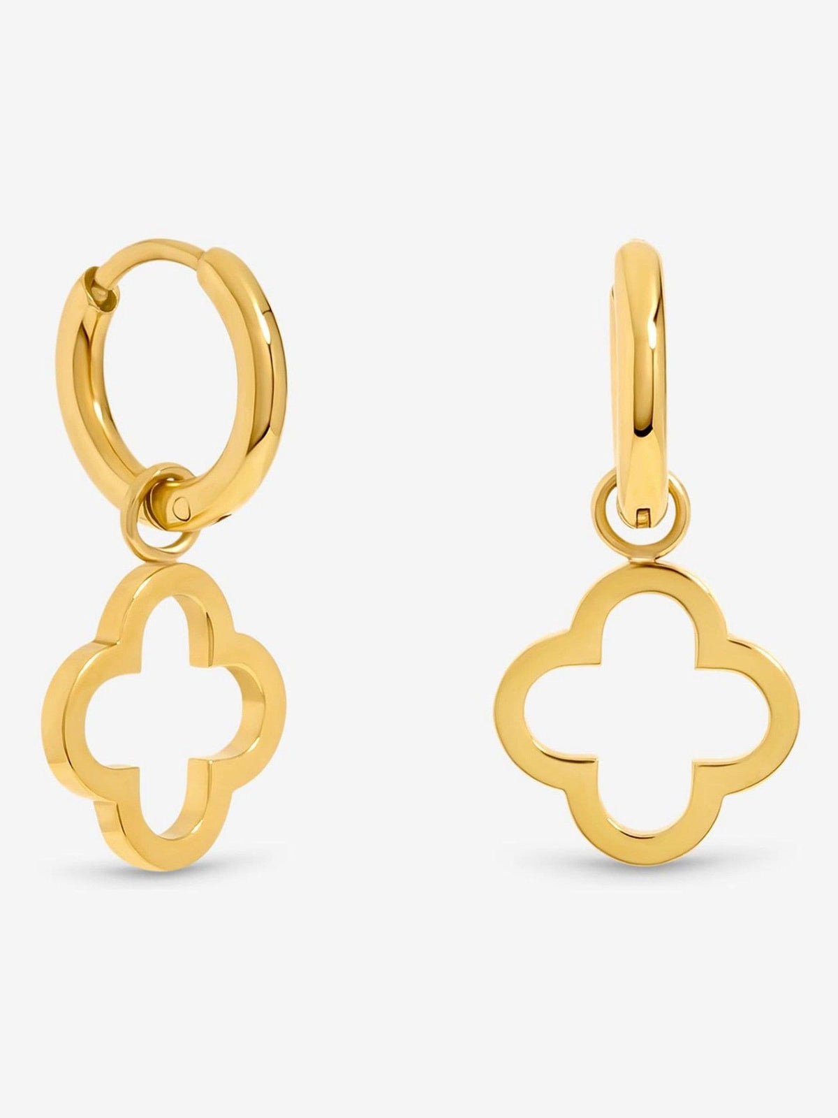 Jon Richard gold tone waterproof clover huggie hoop earrings 10mm, UK version