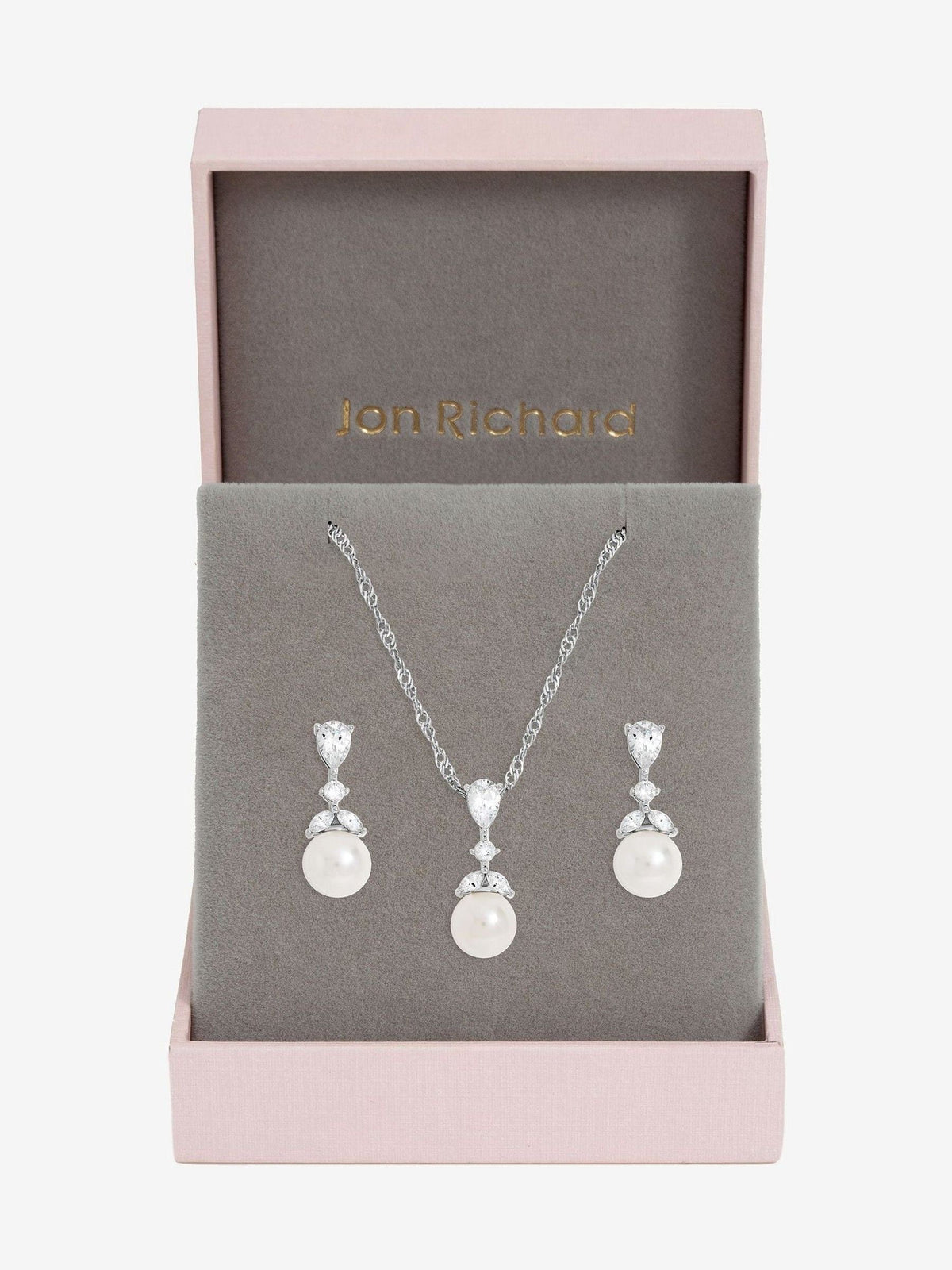 Rhodium Plated Crystal Leaf and Pearl Necklace Set with Lobster Clasp