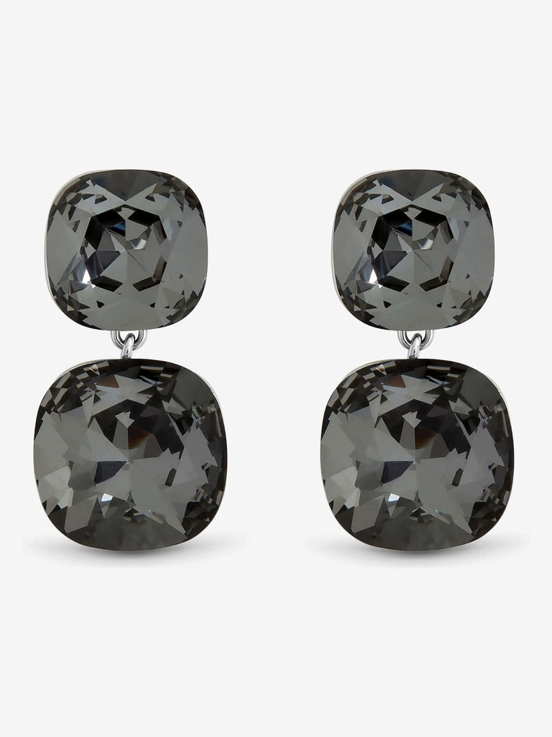 Jon Richard Silver Rhodium Plated and Black Diamond Drop Earrings