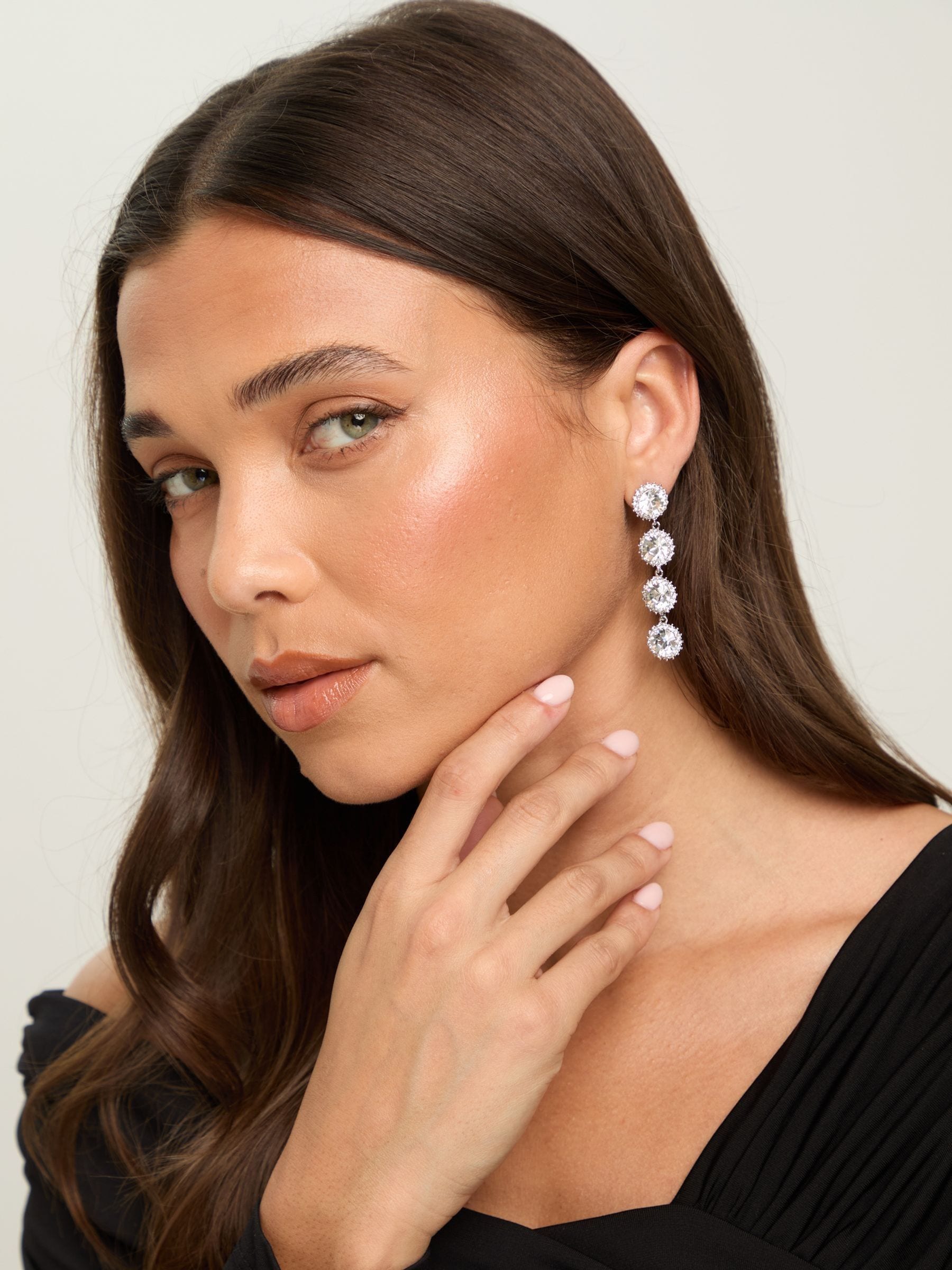 Jon Richard Crystal Statement Drop Earrings 55mm Length, UK version