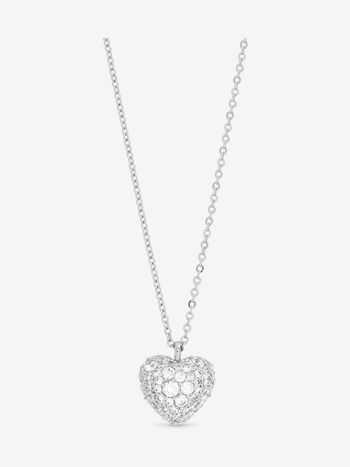 Rhodium Plated Heart Pendant with Pave Crystals in Gift Box
