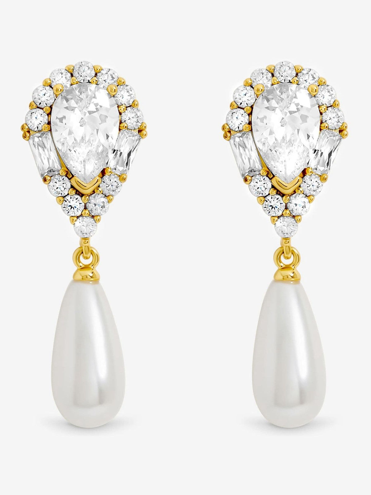 Jon Richard crystal and pearl drop earrings 7mm x 14mm, UK version