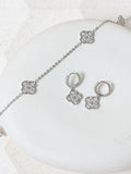 Jon Richard silver plated jet station clover necklace, UK version