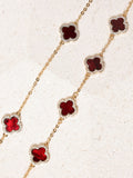 Jon Richard Gold Tone Carnelian Station Clover Necklace