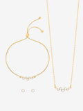 Gold-Plated Crystal Trio Jewelry Set with Gift Box