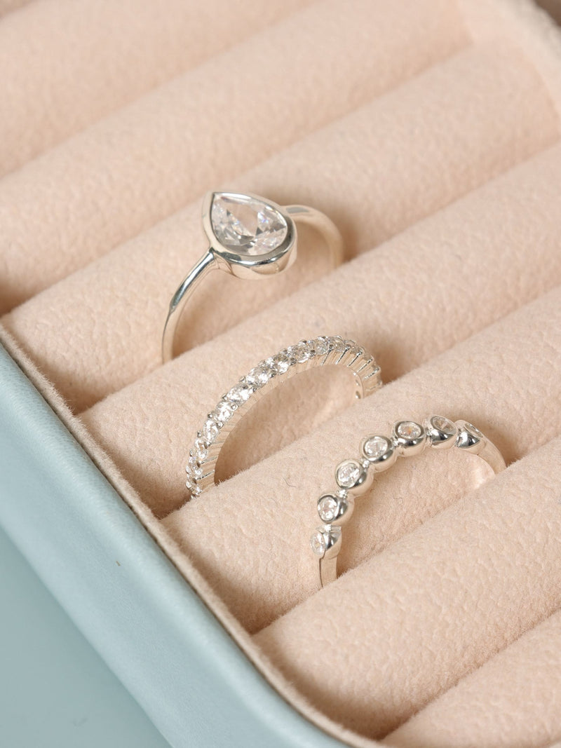 Sterling Silver Cubic Zirconia Clover Pave Ring