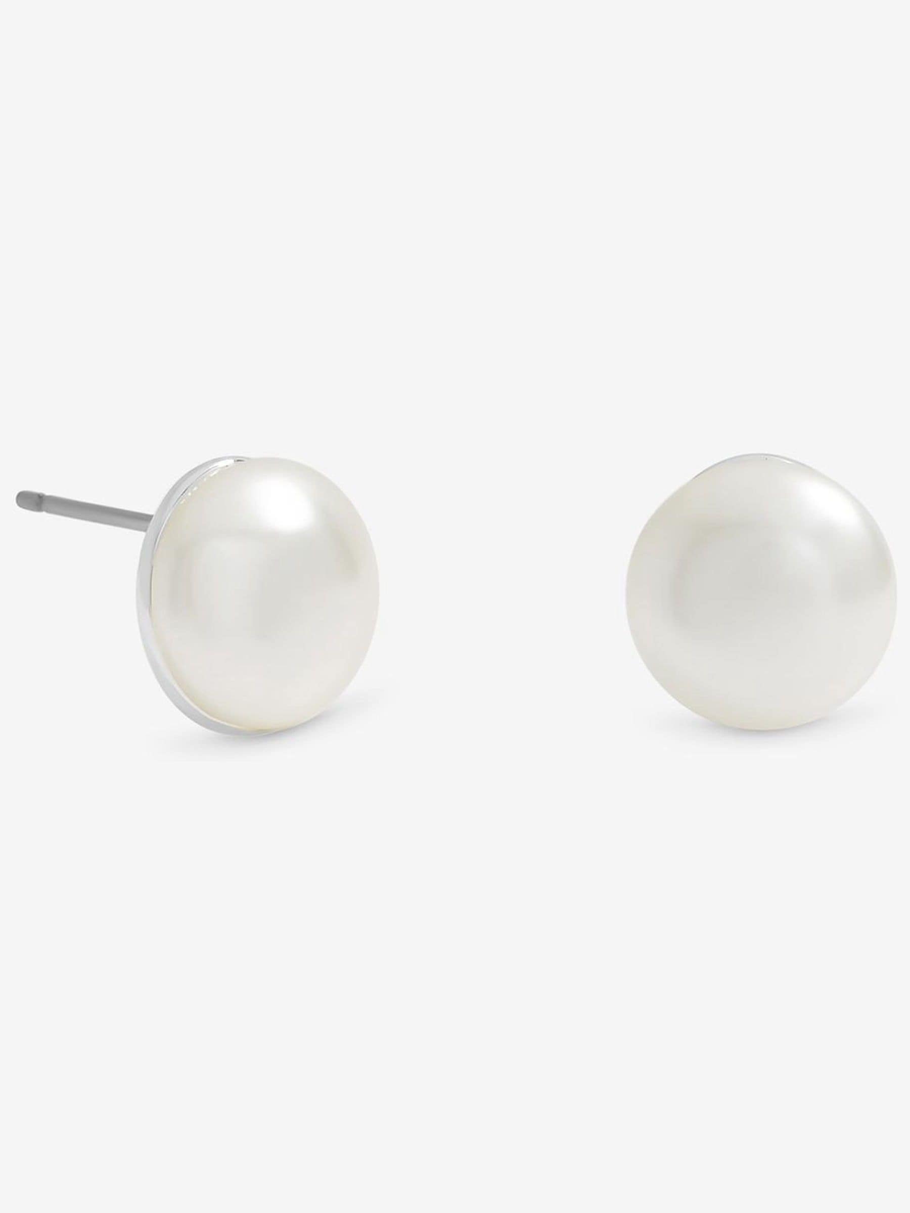 Jon Richard Silver Tone Cream Small Bouton Pearl Earrings