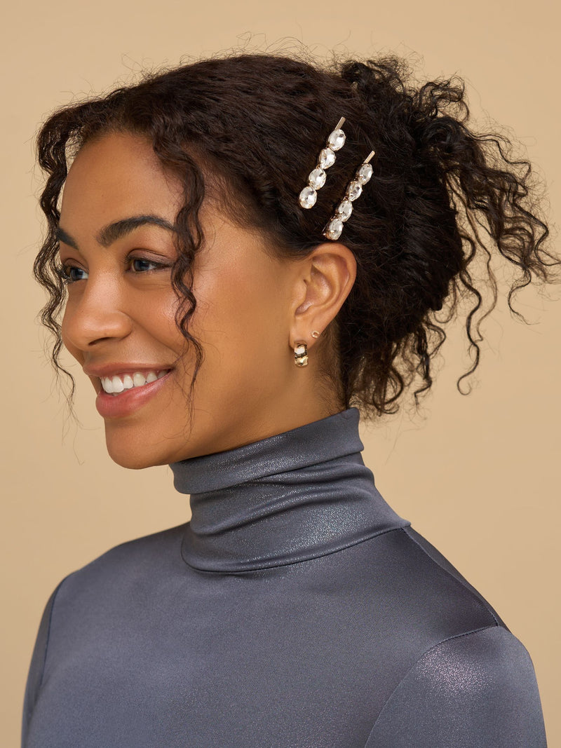 Kitsch white gemstone bobby pins 2-piece set, UK version