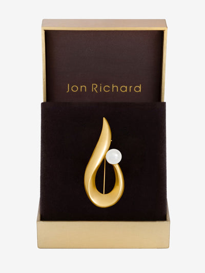 Gold Plated Pearl Swirl Brooch 26mm