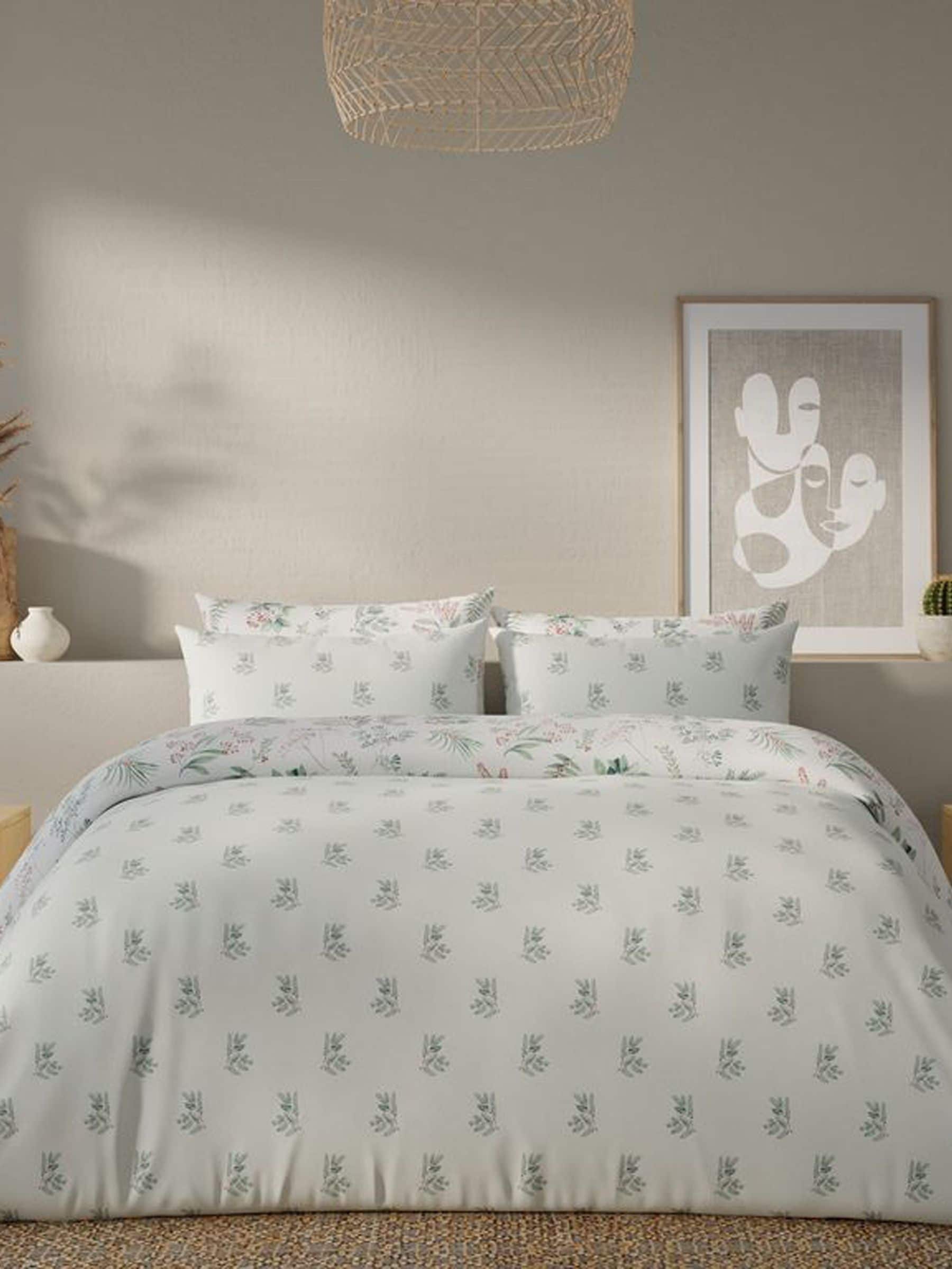 Vantona natural sprig brushed cotton quilt cover set (British brand)