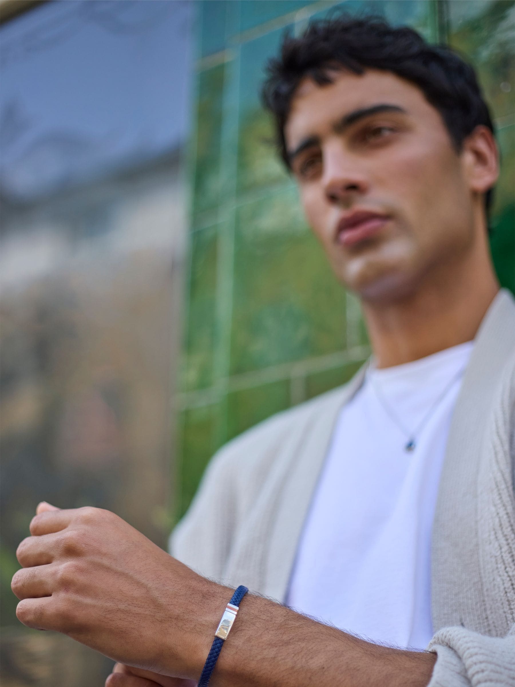 Bartlett Blue Flat Wrap Bracelet With Enamel Detail