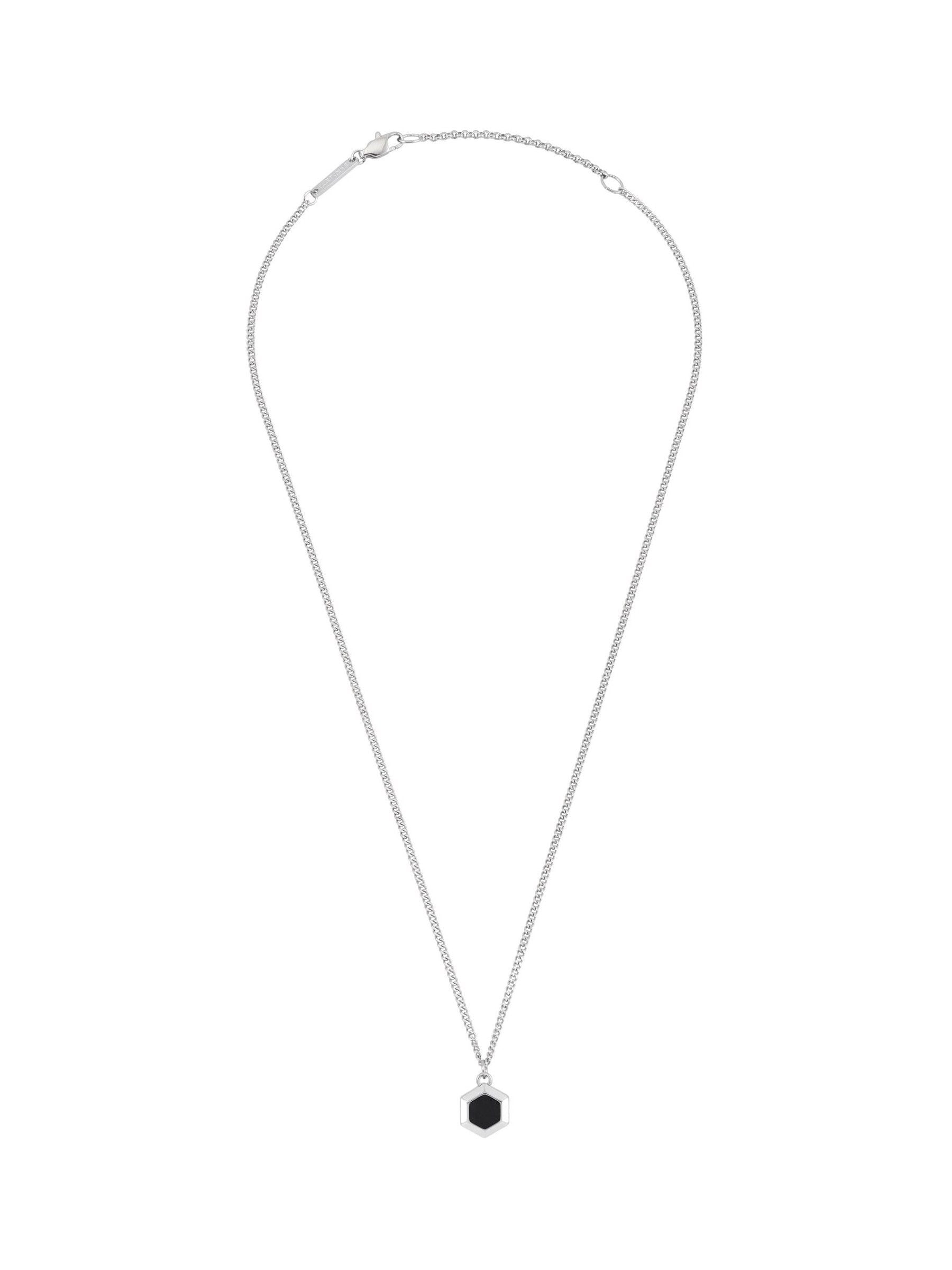 Bartlett London black waterproof hexagon curb chain necklace 49-52cm - British product