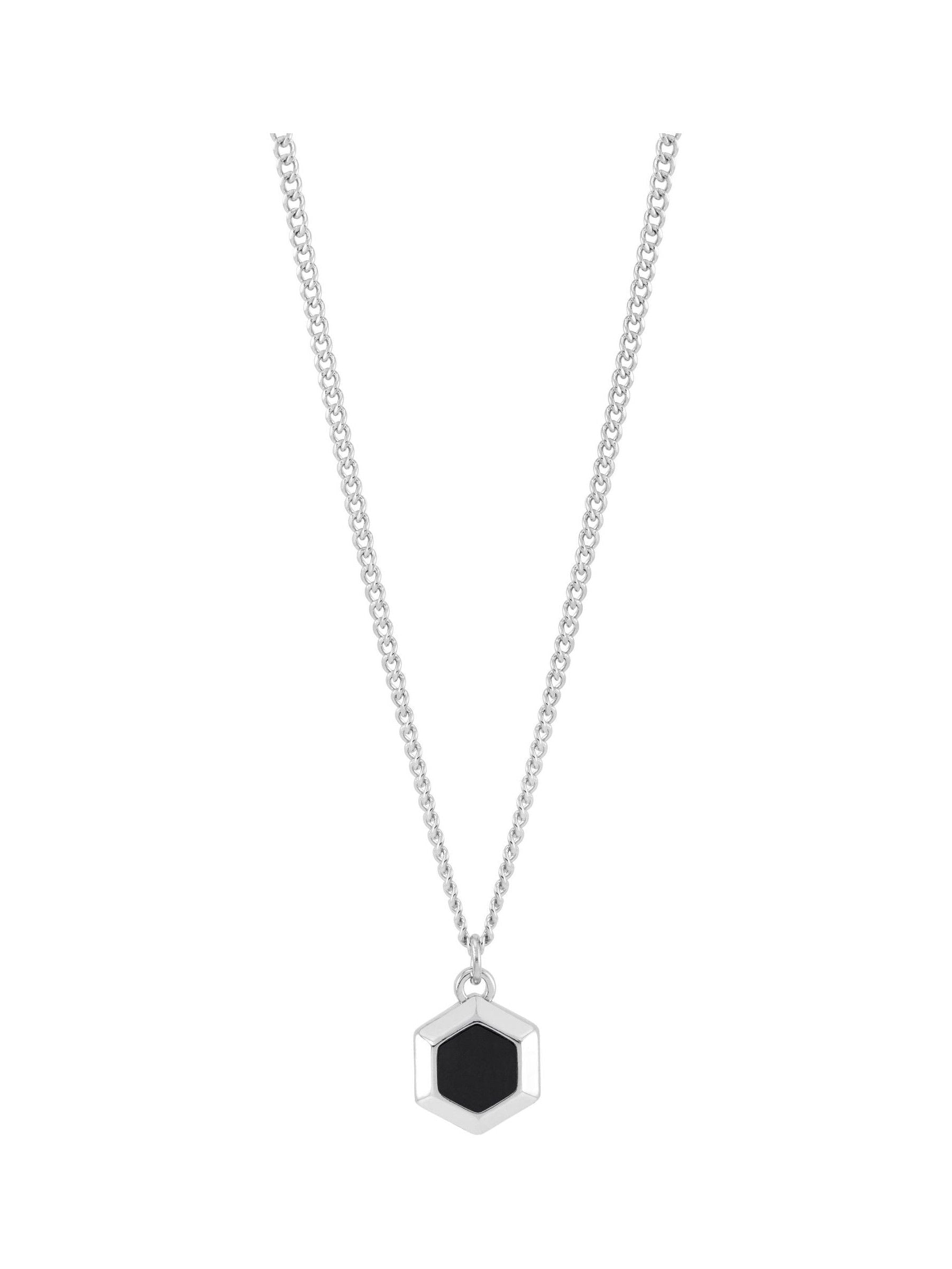 Bartlett London black waterproof hexagon curb chain necklace 49-52cm - British product