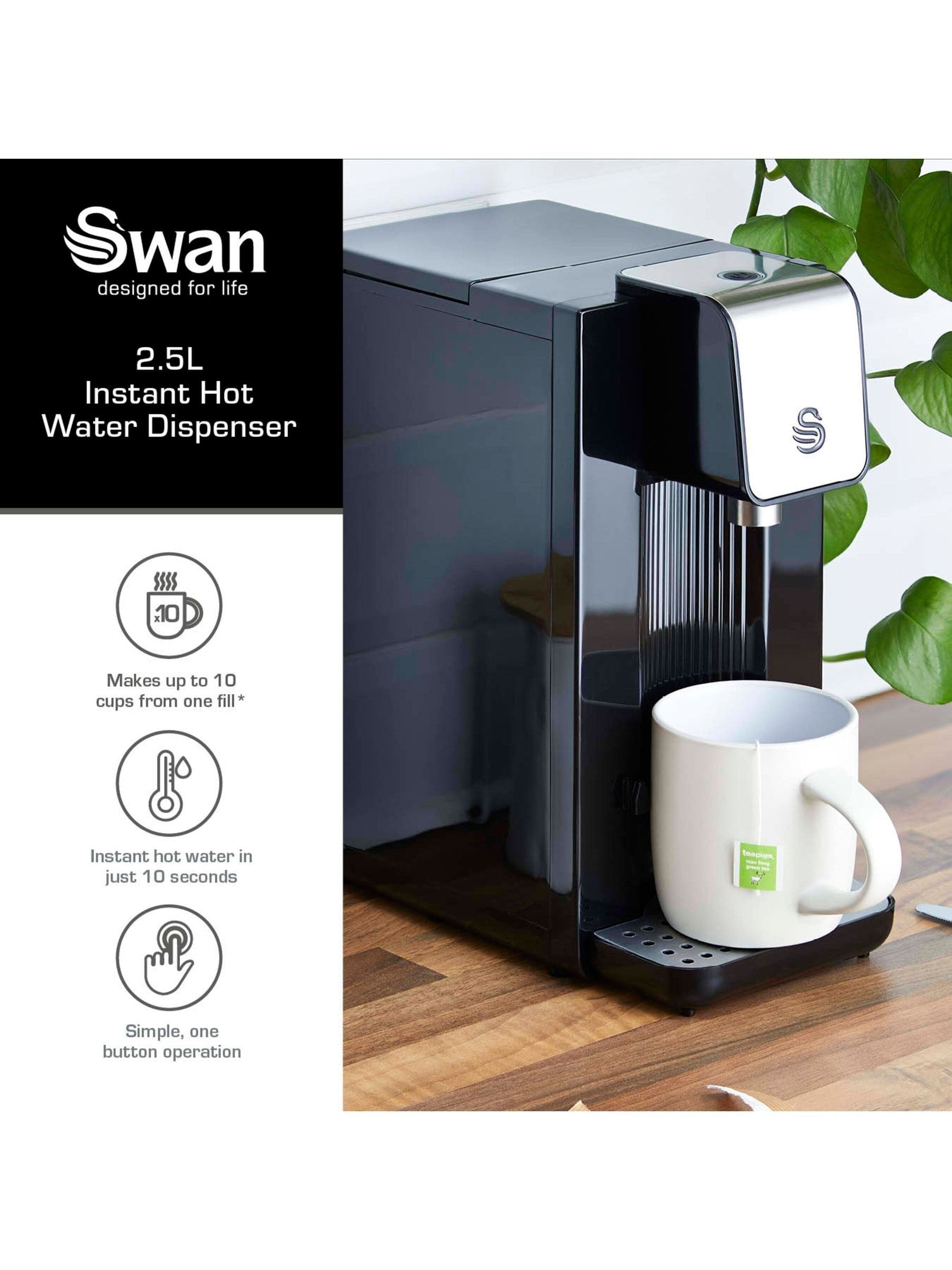 Swan Black Instant Hot Water Dispenser 2.5L (British brand)