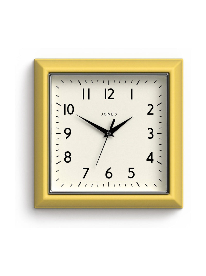 Jones Clocks Yellow A Retro Square Wall Clock