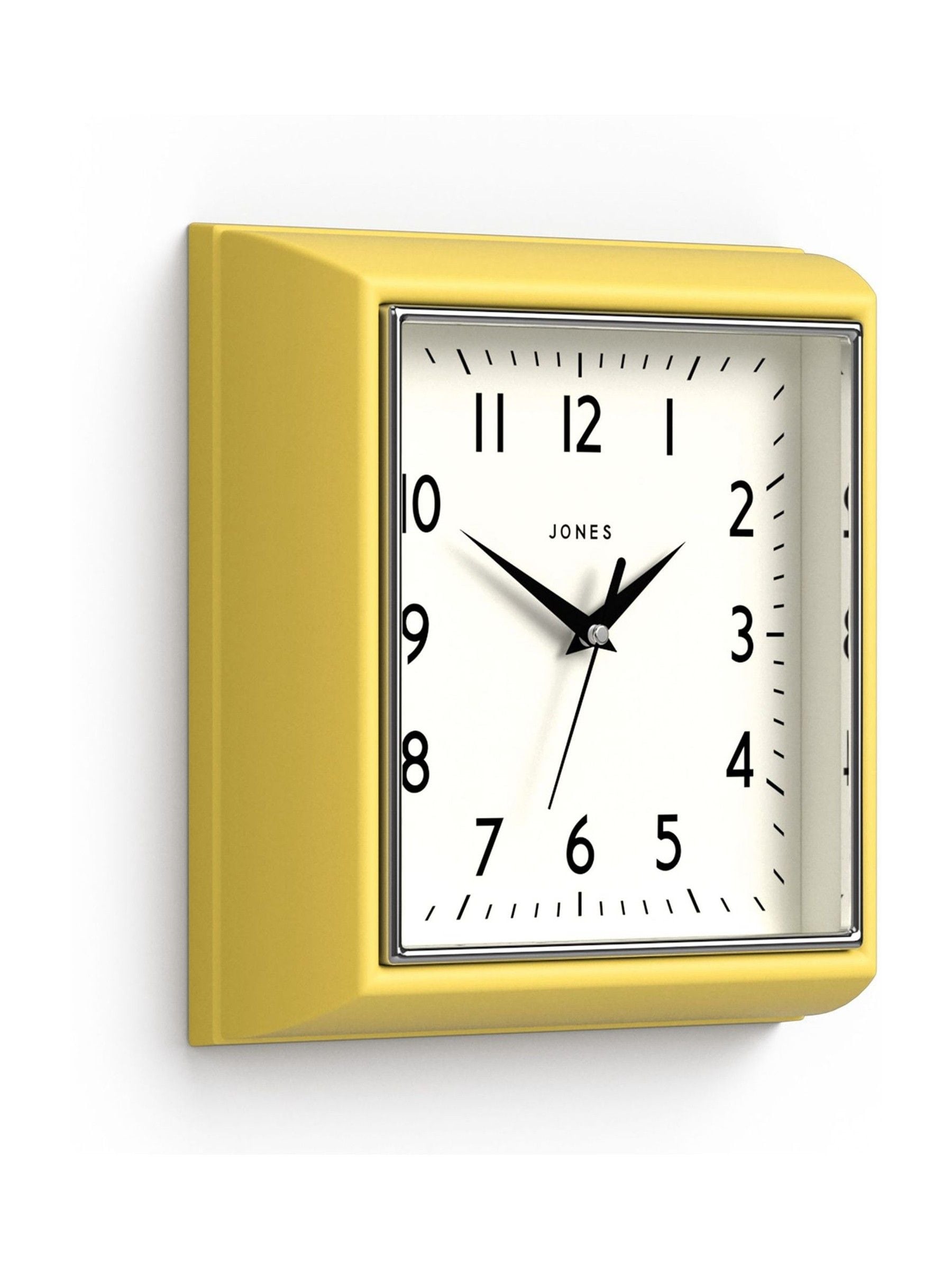 Jones Clocks Yellow A Retro Square Wall Clock