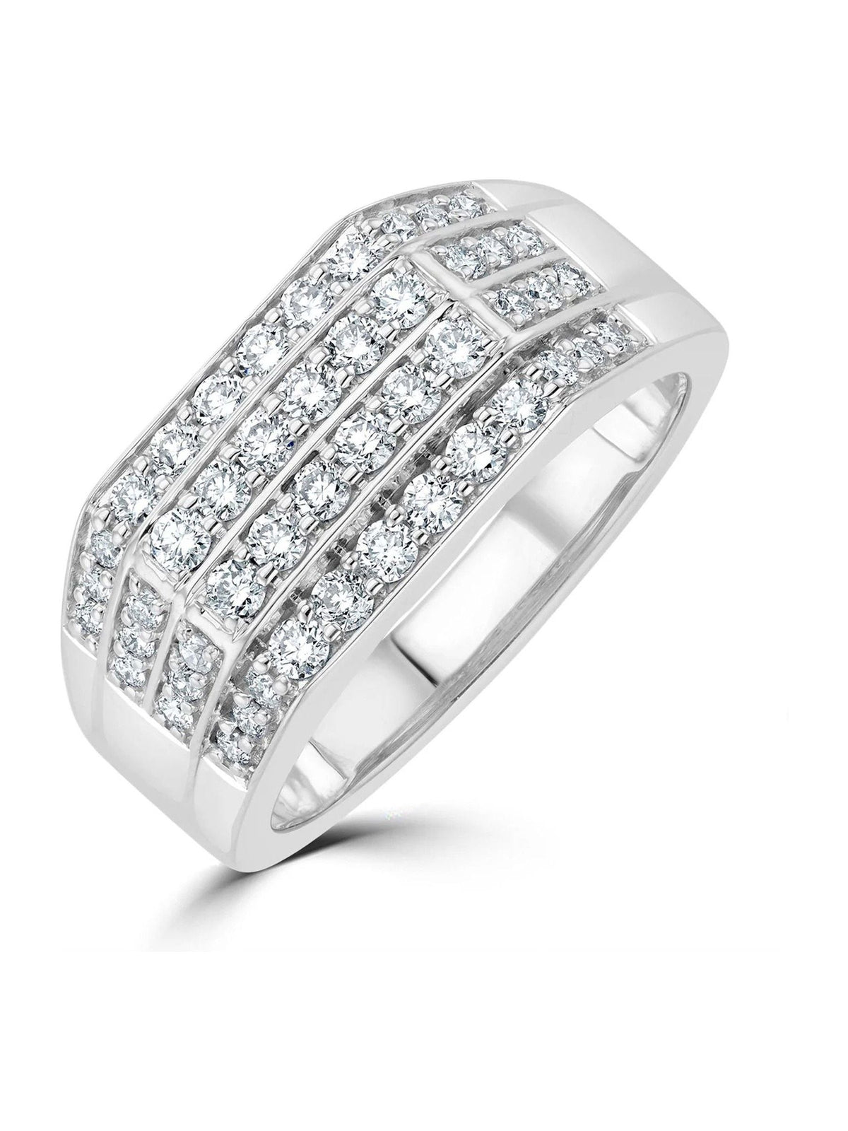 The Diamond Store men's diamond signet ring 1.00ct sterling silver (British brand)