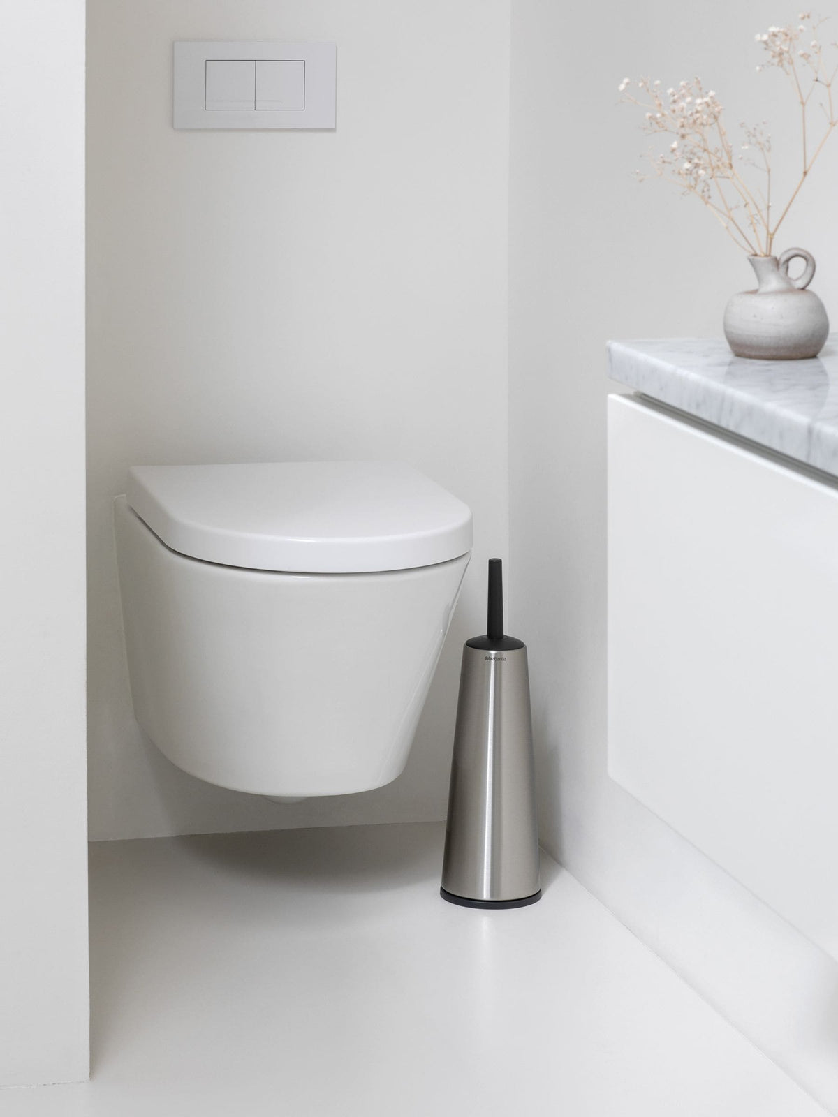 Brabantia Matt Steel ReNew toilet brush and holder 42cm - British product