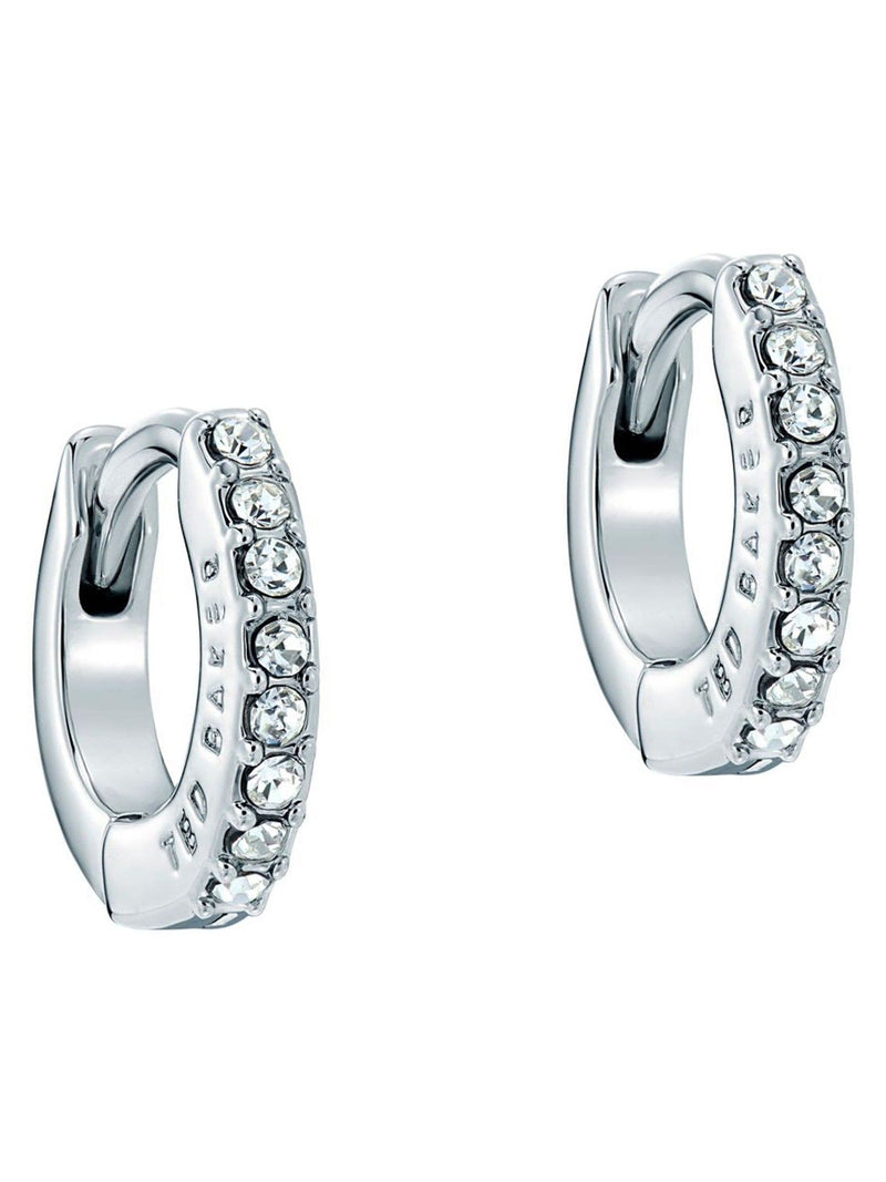 Ted Baker silver tone clear crystal Hettie hoop earrings 10mm (British brand)