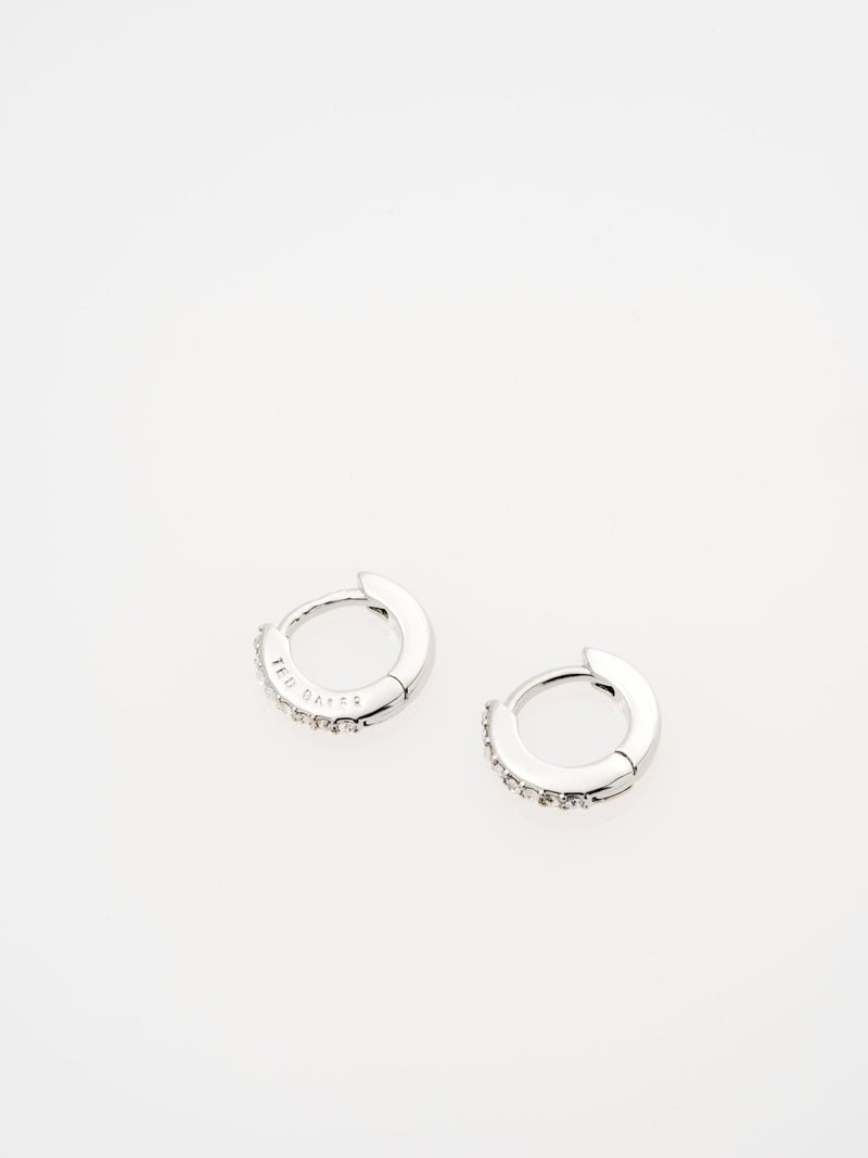 Ted Baker silver tone clear crystal Hettie hoop earrings 10mm (British brand)