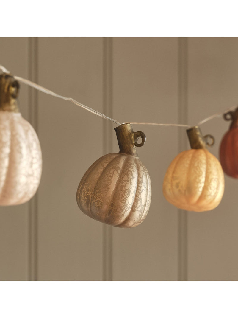 Lights4fun multicoloured 10 glass pumpkin LED string lights, UK version