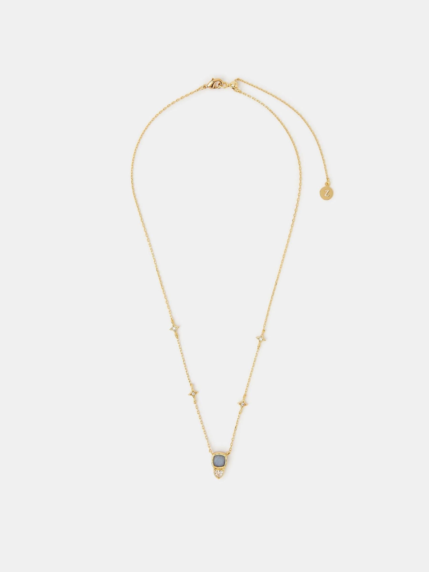 Accessorize Gold Tone 14ct Plated Star Stone Pendant Necklace