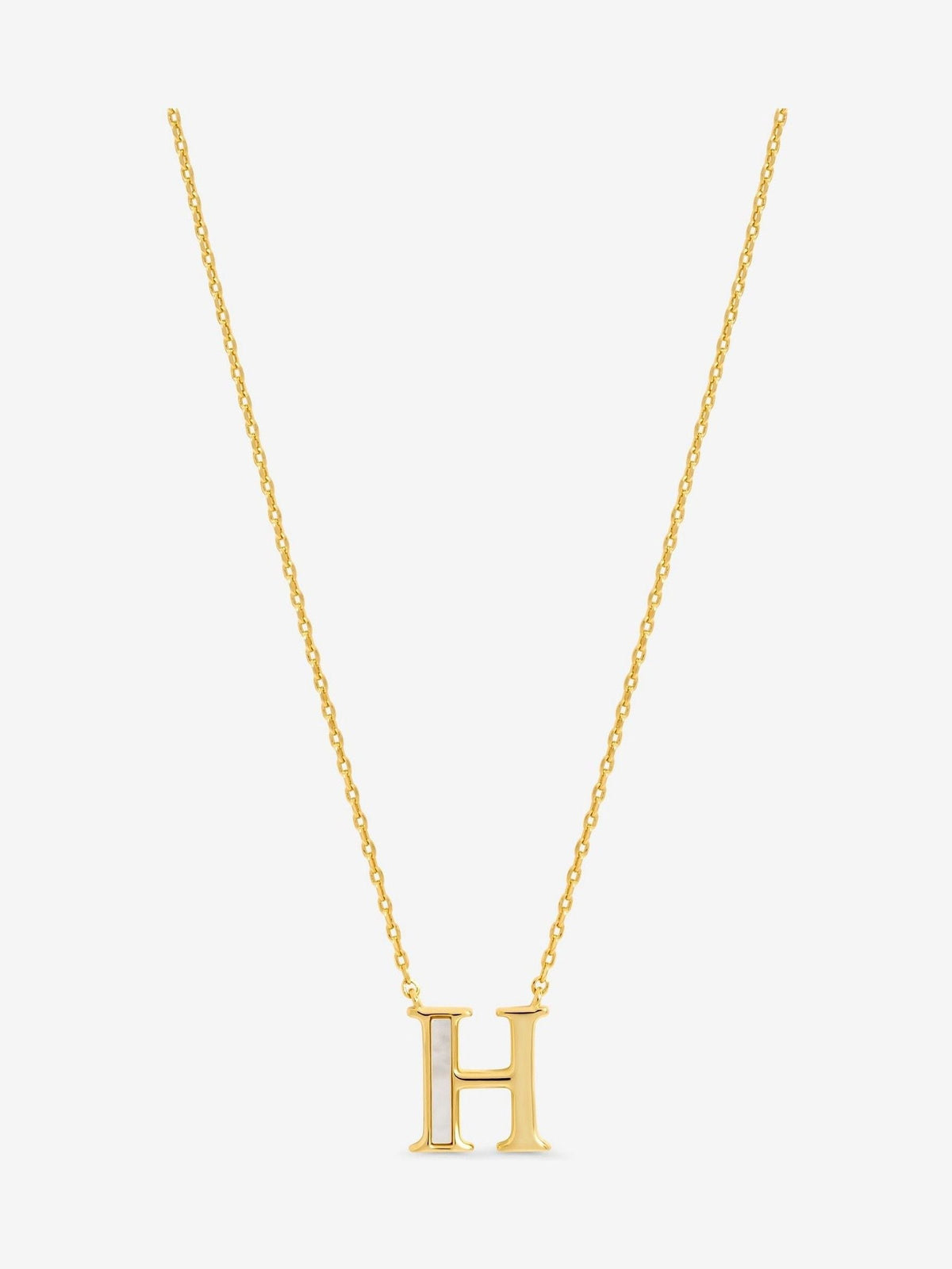 Inicio gold plated mother of pearl initial H jewelry pendant 10x15mm, UK version