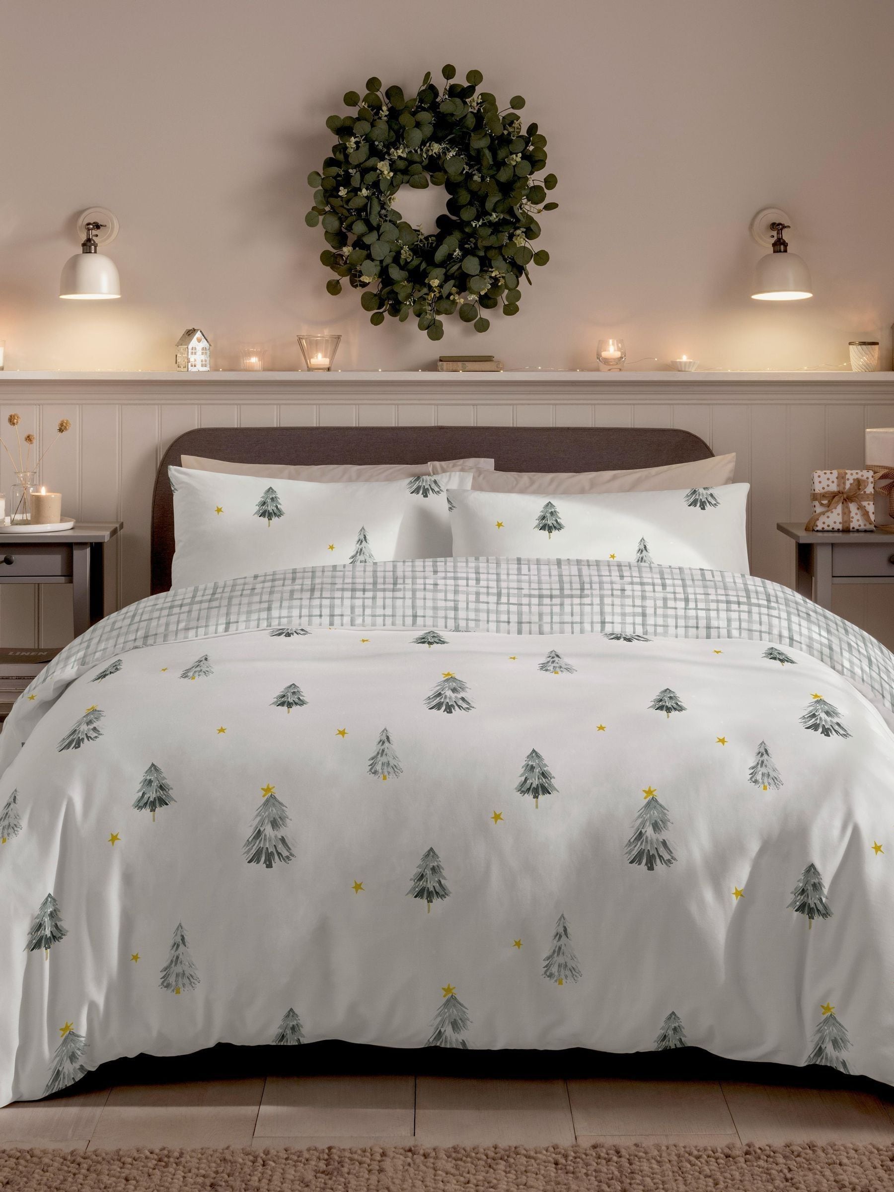 Copenhagen Home Grey Frida Christmas duvet cover set Single - British product