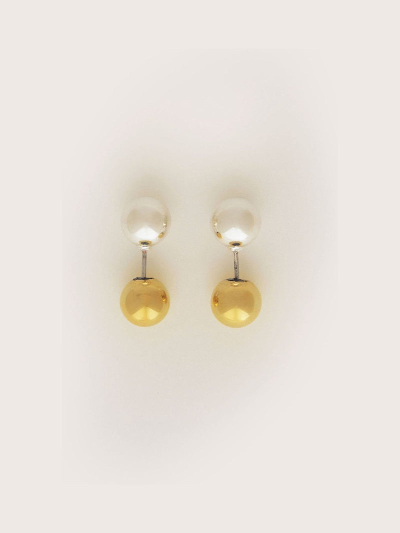 Jigsaw Metallic Reversible Stud Earrings with pearl balls, UK version